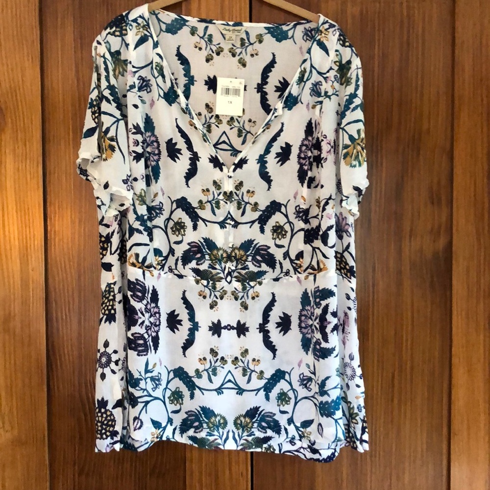 Lucky Brand 1x spring summer blouse NWT